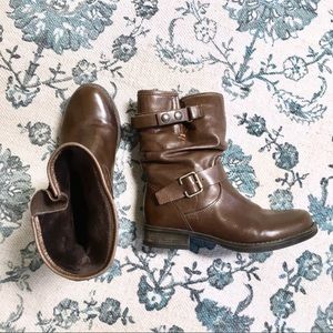 Eric Micheal Brown Leather Moto Boots Size 37